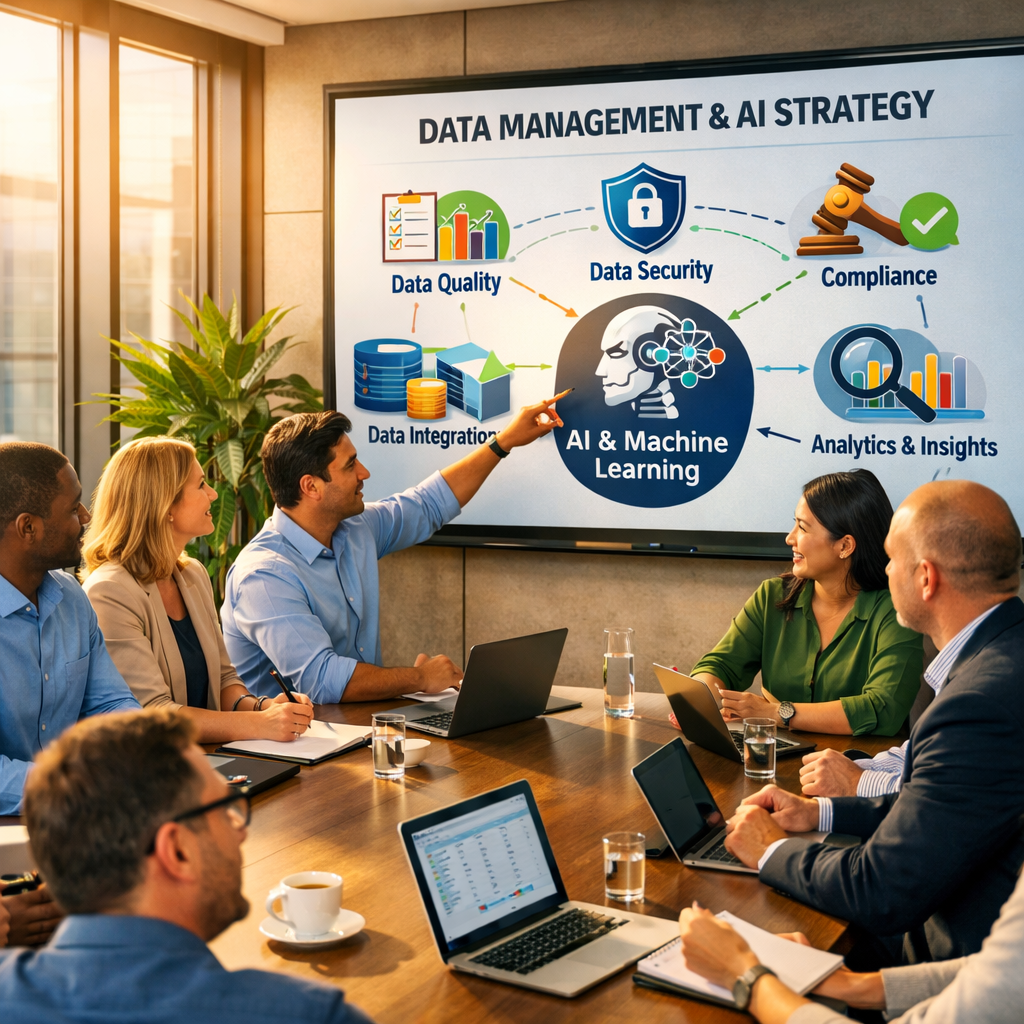 Business discussing AI data management